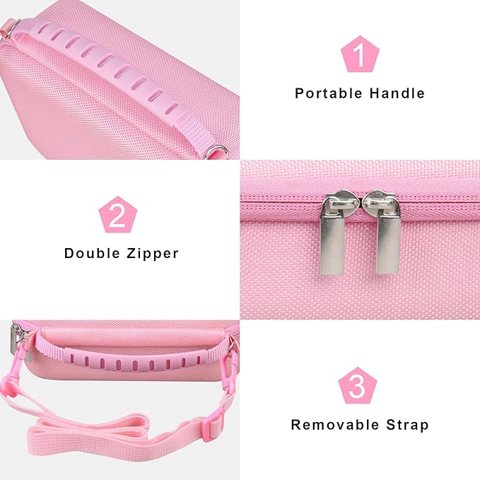 Canboc Carrying Camera Case for Sony ZV-1F/ ZV-1/ ZV-1II Vlog Digital Camera & Vlogger Accessory Kit Tripod, Travel Storage Bag with Strap, Mesh Pocket fit Cable, Pink