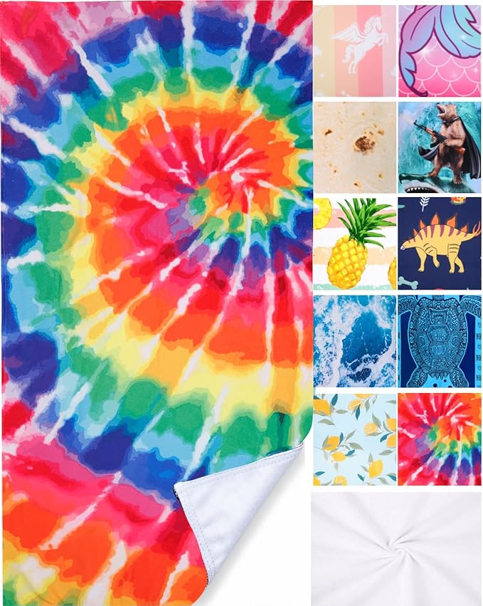 LIVILAN Oversized Tie Dye Beach Towel Blanket, Quick Dry and Sand Free Towel for Adults, 30”X60”Large and Lightweight Bath Pool Swimming Towel, Ideal Gifts for Family