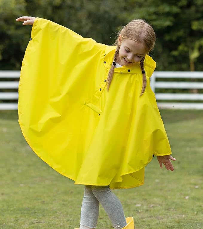 SaphiRose Lightweight Kids Rain Poncho Jacket Waterproof Outwear Rain Coat
