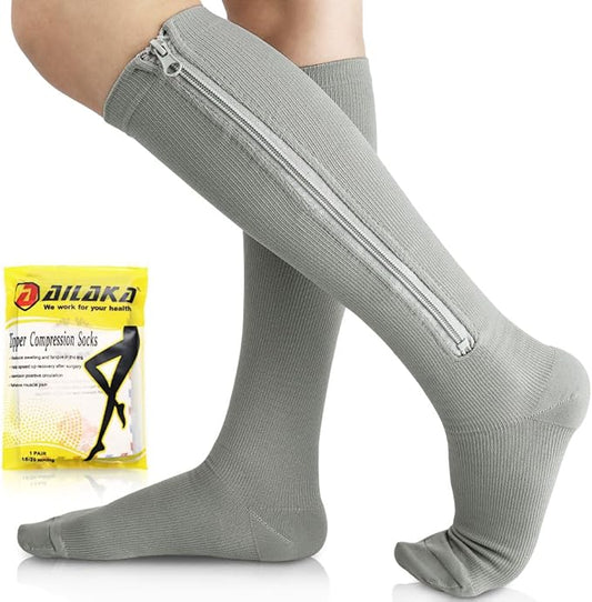 Ailaka Medical 15-20 mmHg Zipper Compression Socks Women Men