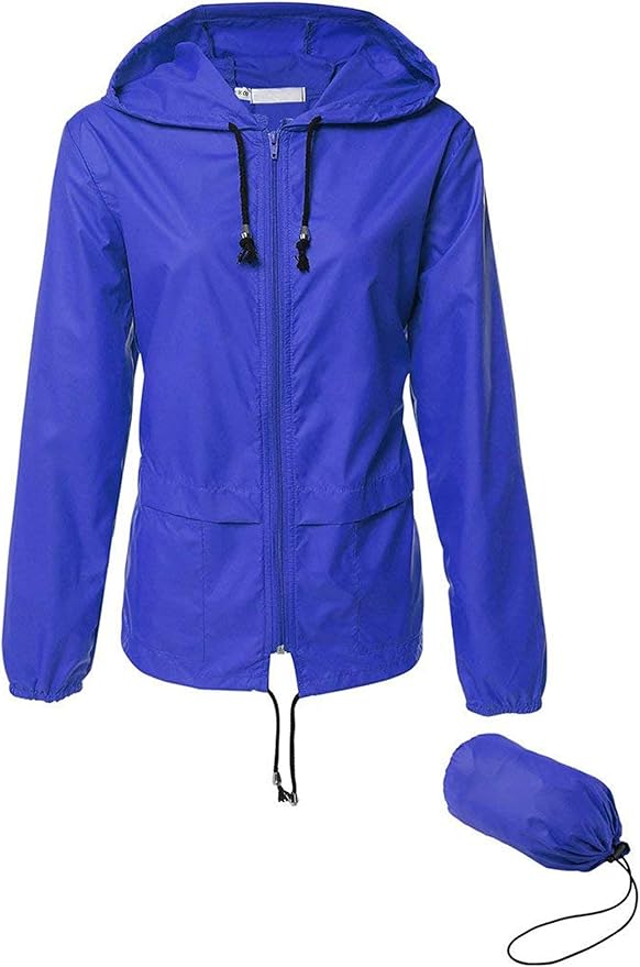 Avoogue Raincoat Women Lightweight Waterproof Rain Jackets Packable Outdoor Hooded Windbreaker