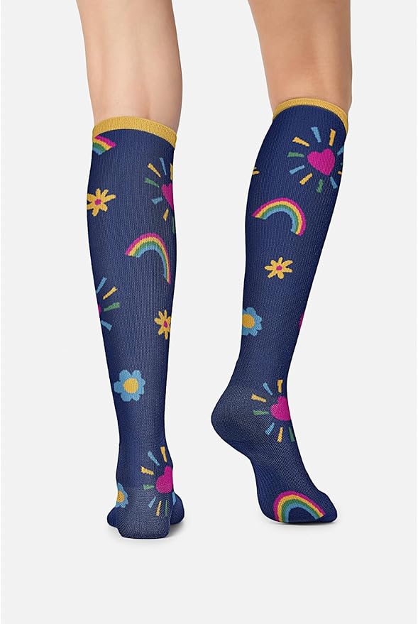 Cherokee Women's 10-15mmHg Compression Socks – Fun Print Knee Highs with Light Support, Soft Feel - PRINTSUPPORT
