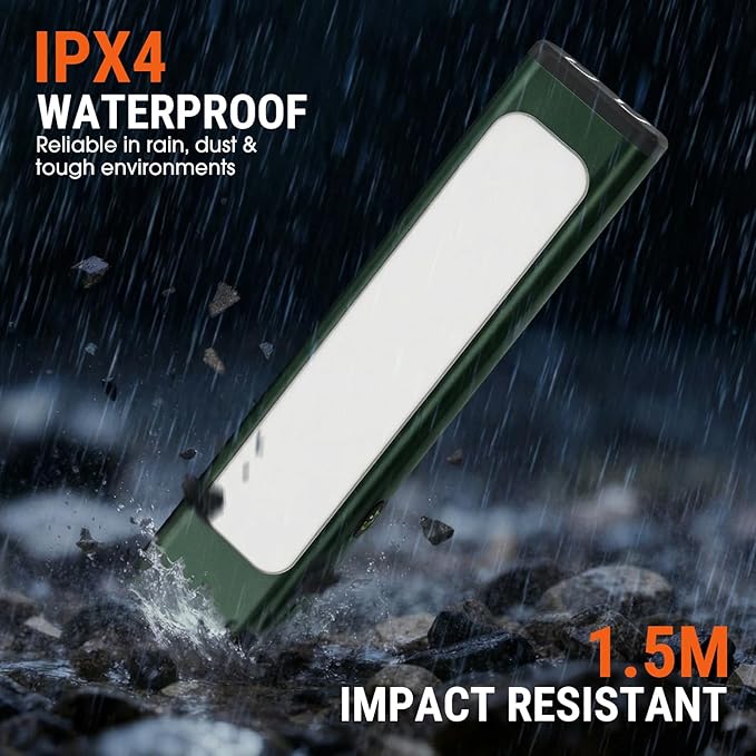 Pocket Flashlight, 1200 Lumens Rechargeable EDC Flashlight with Clip, USB-C Port, 3 Modes Waterproof Warning Light for Working, Camping, Repairing, Emergencies (Green, 1PCS)