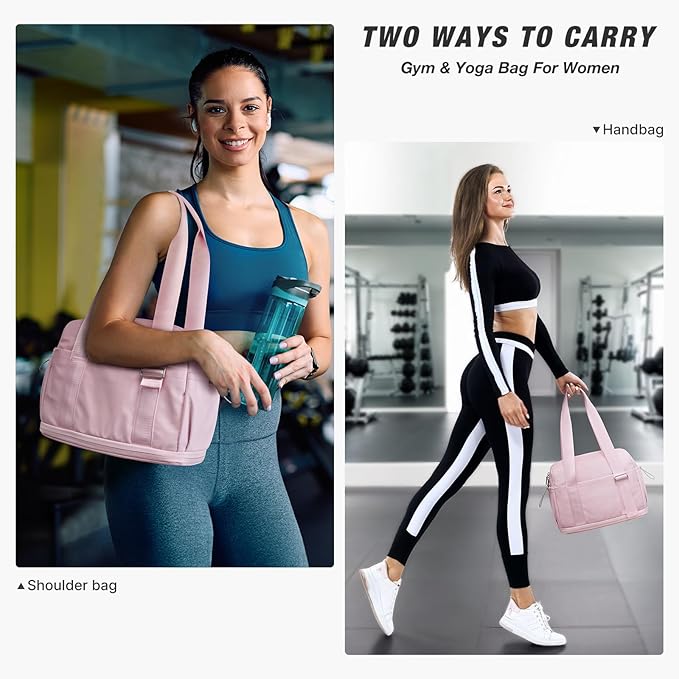 G4Free 10L Mini Gym Bag, Lightweight Small Duffle Bag with Wet Pocket for Women Men, Cute Duffel Bag for Workout Dance Yoga Travel, Pink