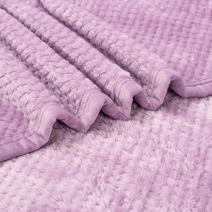 Fuzzy Blanket or Fluffy Blanket for Baby, Soft Warm Cozy Coral Fleece Toddler, Infant or Newborn Receiving Blanket for Crib, Stroller, Travel, Decorative, 30”×40”, Baby Pink+Lavender