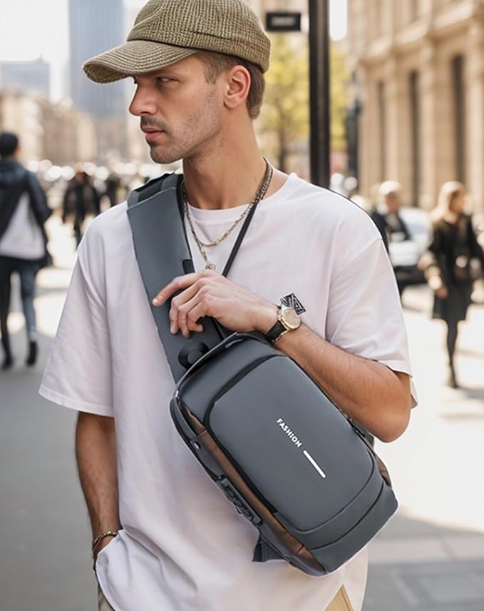 Sling Bag for Men Anti-Theft USB Crossbody Backpack Waterproof Chest Daypack | Anti-Theft, USB, Waterproof