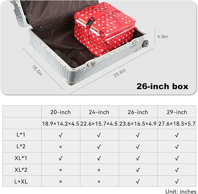 TABITORA Portable Hanging Travel Shelves Bag Packing Cube Organizer Suitcase Storage Large Capacity
