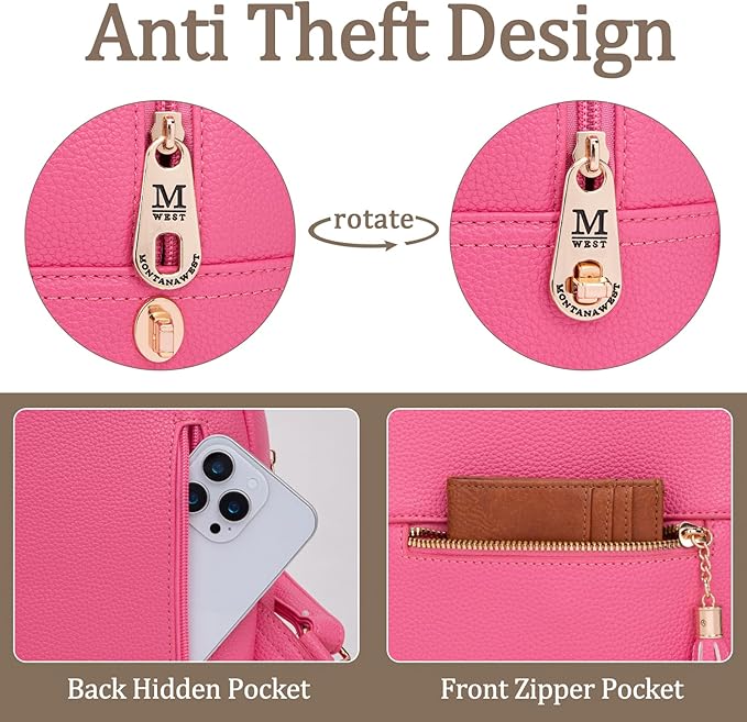 Montana West Mini Backpack Purse for Women Anti Theft Backpacks with Secured Zipper and Tassel
