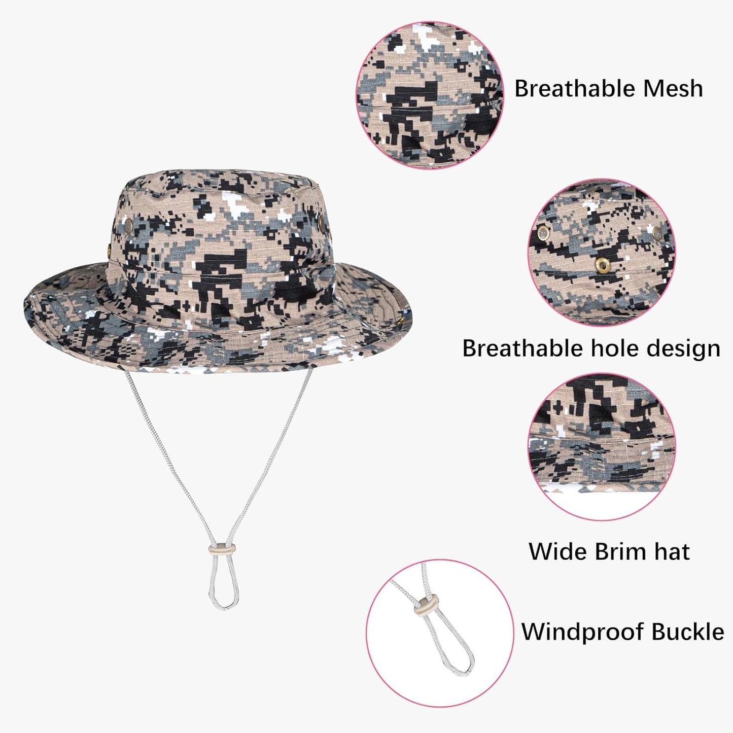 Sun Hats for Men Women Boonie Hat Foldable Fishing Hat UPF 50+ Bucket Hat for Fishing Hiking Garden Safari Beach
