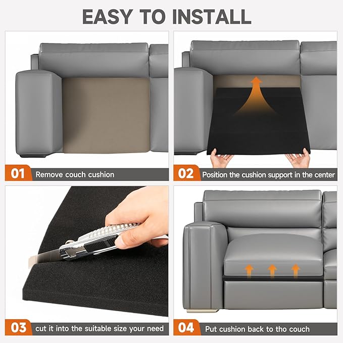 20"x20"Couch Cushion Support for Sagging Seat, Trapezoid 40D High Density Foam Couch,Sofa Cushion Support Replacement for Furniture Sagging, Black(2PCS)