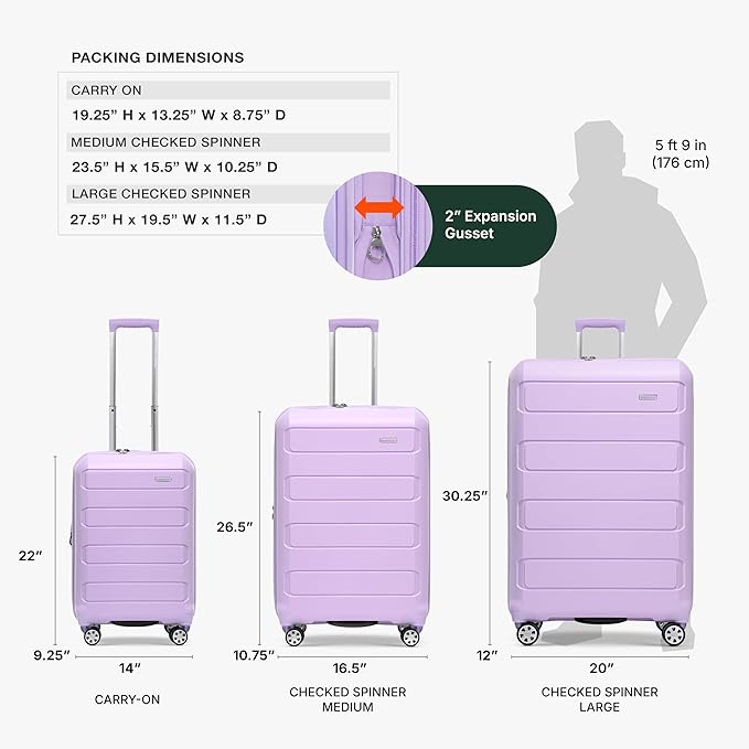 Traveler's Choice Pagosa Hardshell Expandable Luggage with Spinner Wheels, Lavender, 30-Inch Large