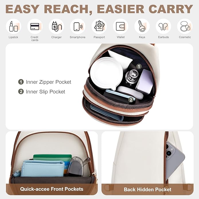 Anti Theft Sling Bag for Women, RFID Crossbody Purses Convertible Sling Backpack, Cross Body Purse Chest Bag