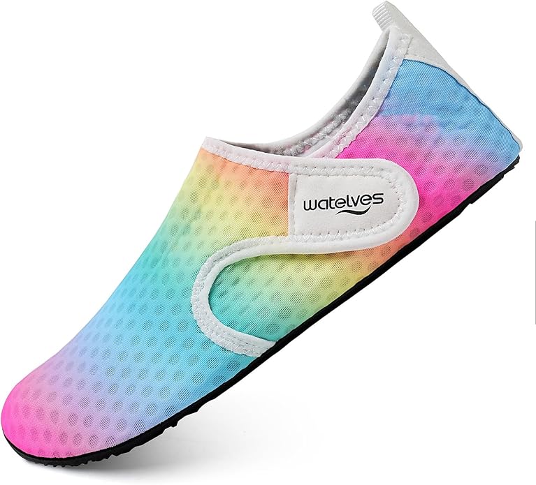 WateLves Water Shoes for Women Men Swim Beach Aqua Socks Quick Dry Barefoot House Slippers Travel Shoes with Adjustable Magic Tape for Pool Diving Boating Yoga Surf