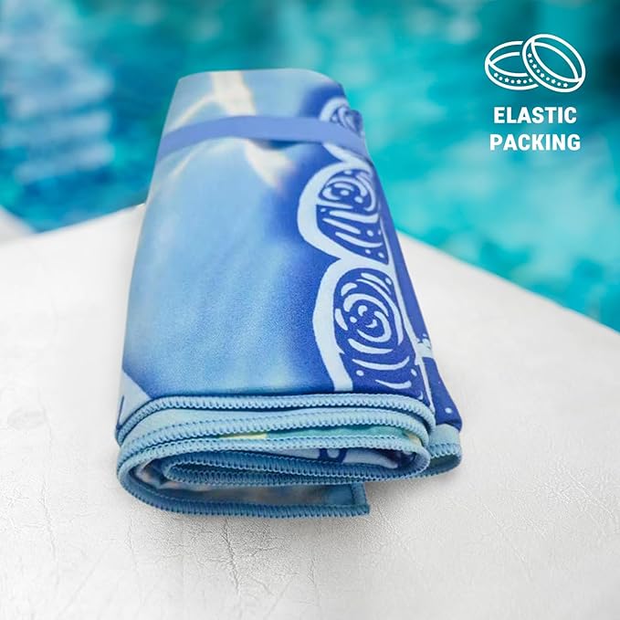 Gogreen Quick Dry Sand Free Beach Towel for Travel Pool Lightweight 71x32 in Absorbent Microfiber Oversized Towels Yoga Bath Camping Sport - Stylish Unique Gift - Sea Turtle