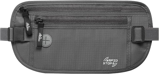 MoKo Secure Travel Money Belt, Undercover Hidden RFID Blocking Travel Wallet, Anti-Theft Passport Wallets for Men Women
