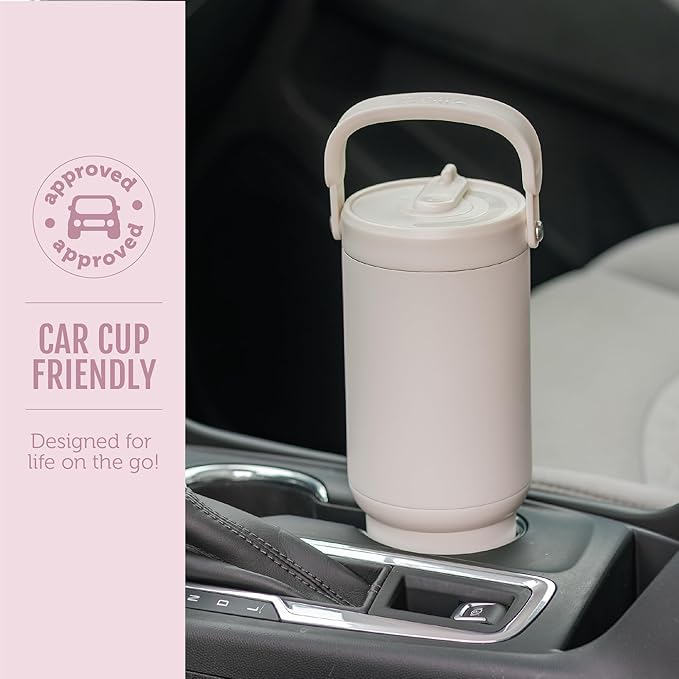 Ello Oasis Go+ 32oz Tumbler with Top Handle and Retracting Straw | Reusable Insulated Stainless Steel Cup, 100% Leakproof Water Bottle, 24 Hours Cold, Cup Holder Friendly For Travel | Pink Gingham