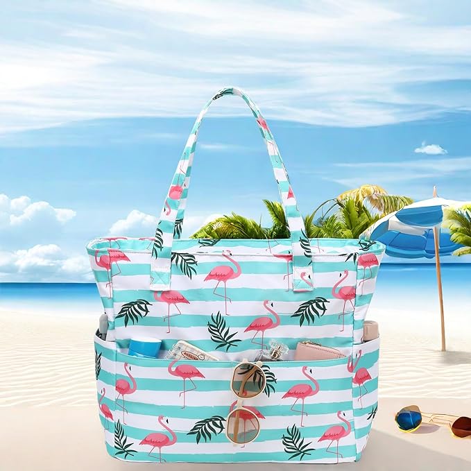 LEDAOU Beach Bag Waterproof Sandproof Women Beach Tote Pool Bag with Zipper for Swim Gym Grocery Travel with Wet Pocket | Sandproof, with Zipper, for Gym, Grocery, Travel, with Wet Pocket