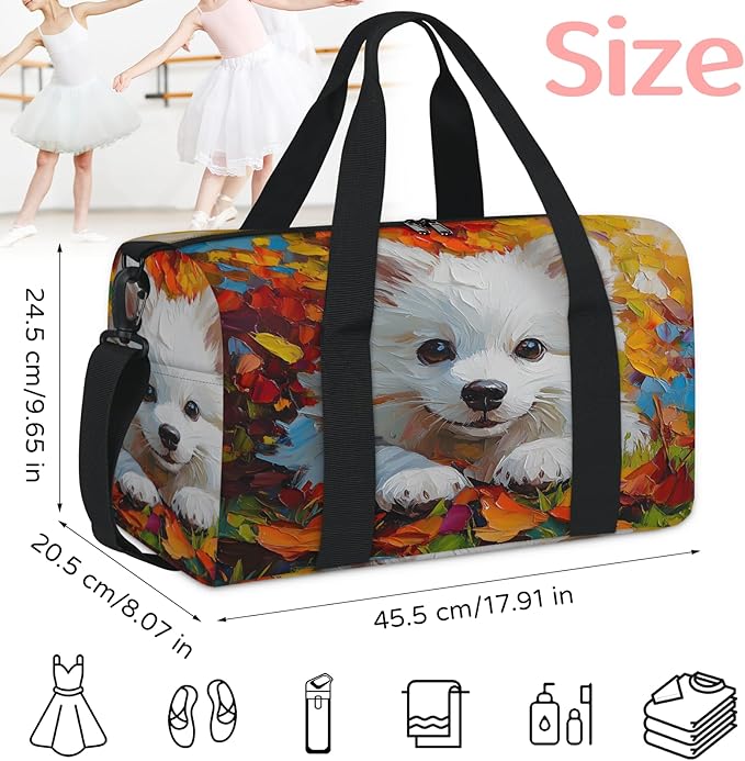 Cute Dog Design Travel Duffle Bag for Women Men, Overnight Weekender Bag, Carry on Tote for Sport Gym