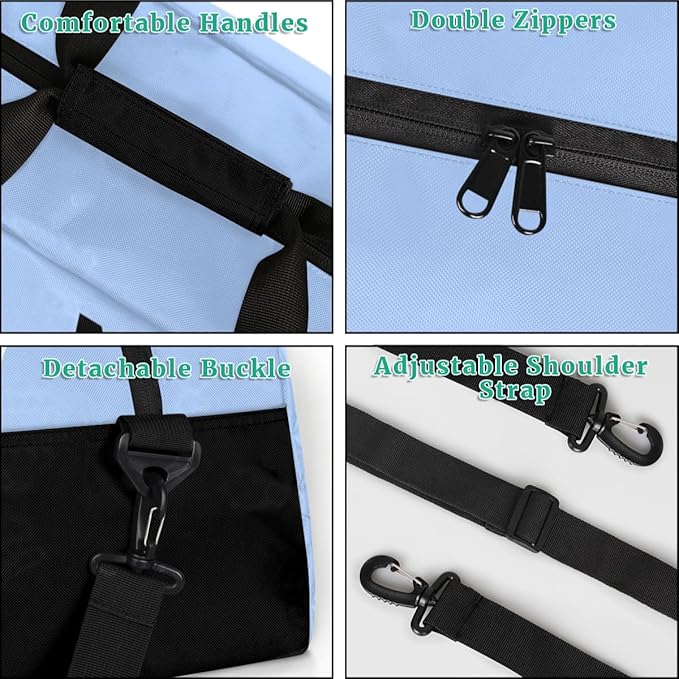 Personalize-Kids-Sports-Duffel-Bags With Custom Name Text Carry-On Overnight Travel Gym Lightweight Dance Pattern Sports Bags For Girls Boys Kids,Sky Blue
