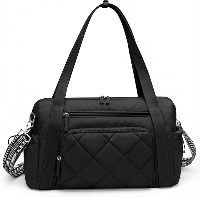 SYTRAH Gym Bag for Women, Duffle Weekender Bags for Travel, Lightweight Weekender Tote with Wet Pocket for Sports, Workout and Dance Black