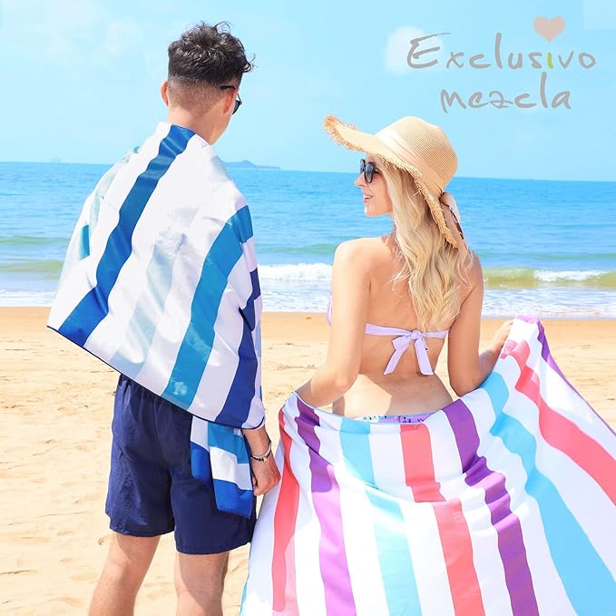 Exclusivo Mezcla 6 Pack Microfiber Quick Dry Beach Towels, Large Lightweight Sandfree Pool Towels for Swimming Camping Travel with Bag (Mixed Color, 30x60 Inches)