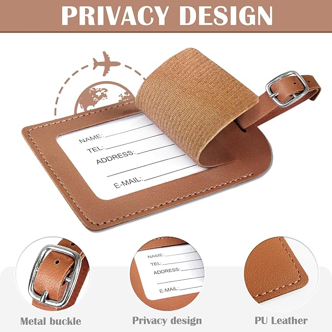 COSHAYSOO Brown Passport Cover and Luggage Tag Set TSA Approved with Her Initial Chenille Letter Patch for Big Little Girls Sister Daughter, Hawaii Travel Bag Backpack Suitcase Identifier (E)