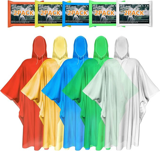 Disposable Rain Ponchos for Adult, Rain Poncho with Drawstring Hood, Emergency Rain Ponchos for Adult