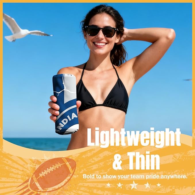 Football Fan Thin Lightweight Microfiber Beach Towel Indianapolis Themed Oversized Towels Men Women Apparel Colts Team Dad Bf Friend Xmas Christmas Father Day Cool Funny Gifts
