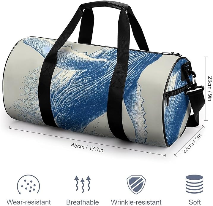 Japanese Whales Jumping Mens Gym Bag for Women Sports Duffle Weekender Bags Travel Handbag Carry On