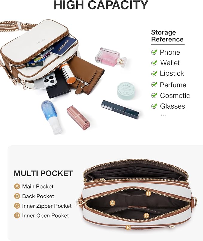 CHOLISS Small Purses for Women, Travel Purses Anti Theft Crossbody Bags for Women, Vegan Leather Adjustable Wide Guitar Strap | Travel Purses, Anti Theft, Adjustable, Wide Guitar Strap