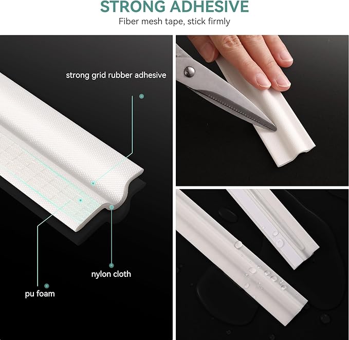MOPMS Draft Stopper Sweep, Door Weatherproofing Stripping, Window Seal Strip Self-adhisive Soundproof Cuttable Weather Length 19.7 Ft (3 Pcs x 6.56 Ft), White