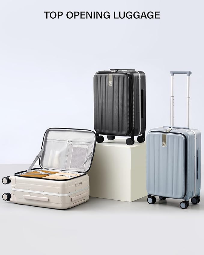 Hanke 26 Inch Large Checked Luggage PC Hard Shell Luggage Top Opening Travel Luggage Suitcases with Wheels for Woman Men.(Grey)