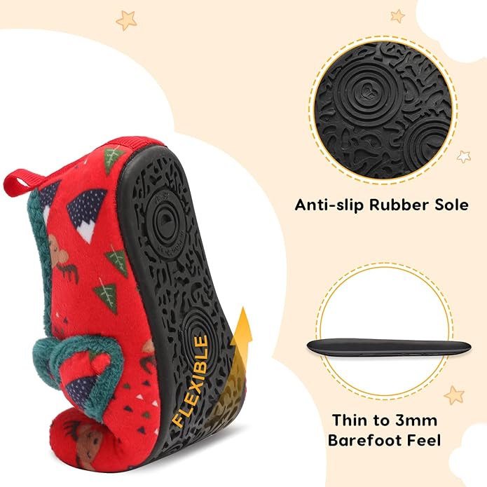LeIsfIt Toddler Slippers Boys Girls House Shoes Soft Warm Kids House Slippers Slip on Cozy Bedroom Sock Shoes Non-slip Indoor Outdoor Slipper Shoe