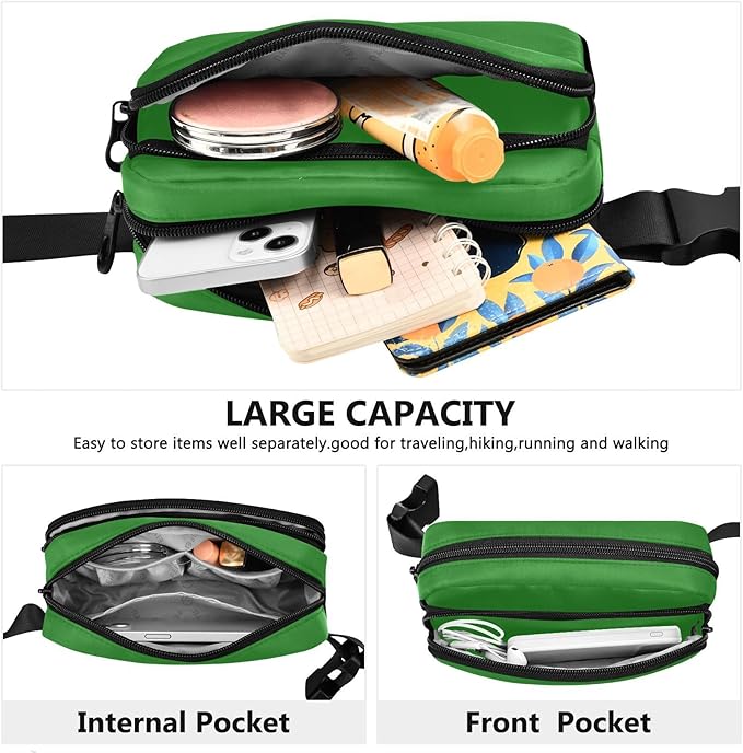 Fanny Pack for Women Men Water Resistant Fashion Waist Packs with Adjustable Strap Belt Bag for Travel Workout Jogging Hiking Forest Green