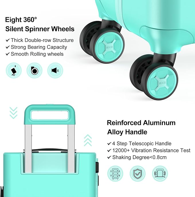 20 Inch Carry-on Luggage Zipperless for Women, Hardside Rolling Suitcase with Spinner Wheels & TSA Lock,PC Lightweight Carry on Luggage Airline Approved 22x14x9 Hard Case