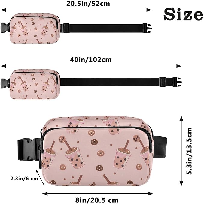 Kawaii Bubble Tea Chocolate Cookie Fanny Pack for Women Men Water Resistant Fashion Waist Packs with Adjustable Strap Belt Bag for Travel Workout Jogging Hiking 21219293