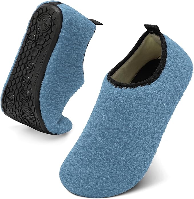 QFH Womens & Mens Cozy House Slippers - Portable Travel Shoes with Flexible Rubber Sole & Soft Velvet Lining