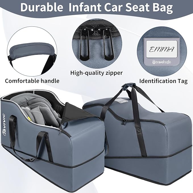 Car Seat Travel Bag Compatible with UPPAbaby Aria and Mesa, Infant Car Seat Travel Bag Car Seat Cover for Airplane Travel (Grey)