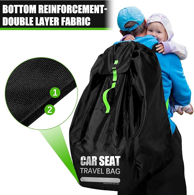 Car Seat Travel Bag for Airplane, Large Car Seat Bags for Air Travel with Padded Straps, Gate Check Storage Bag/Backpack for Car Seat Airport, Carseat Cover Travel - Baby Travel Essentials for Flying