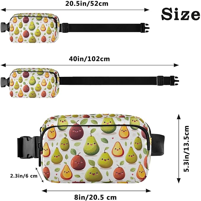 Cute Avocados Fanny Pack for Women Men Water Resistant Fashion Waist Packs with Adjustable Strap Belt Bag for Travel Workout Jogging Hiking 21219737