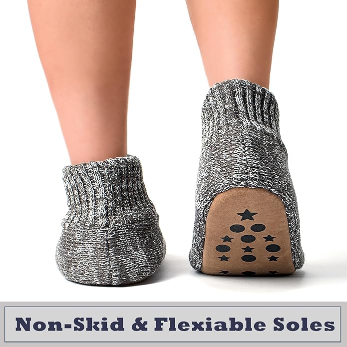Cozylook Men's Slipper Socks with Grips, Fuzzy Indoor Slippers for Men, Soft Warm Winter Socks with Non-slip Soles