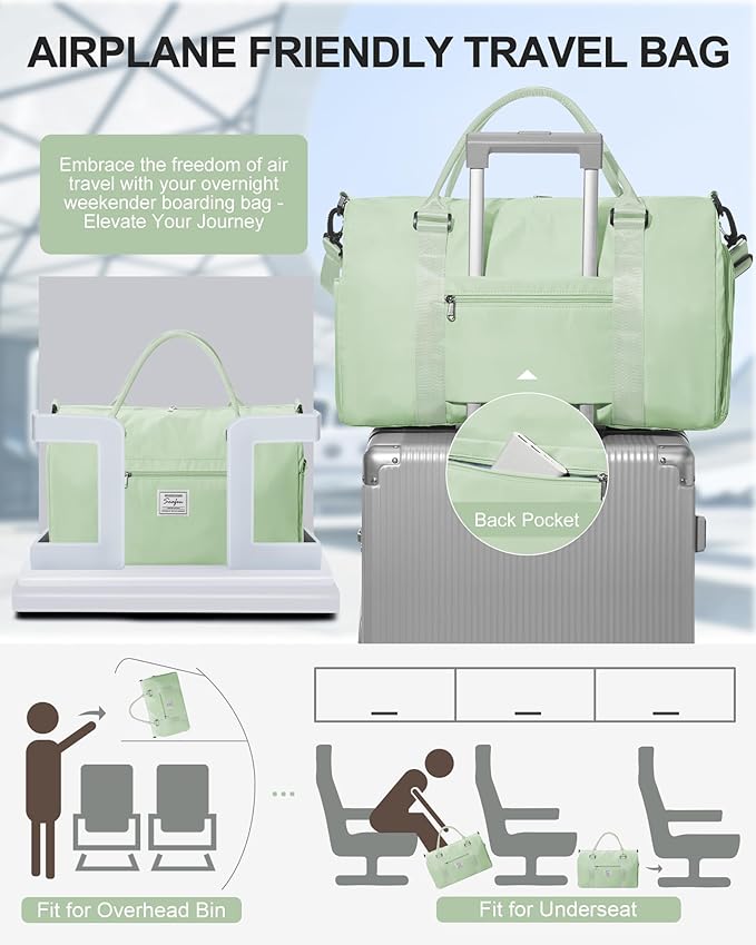 Gym Bag Womens Mens with Shoes Compartment and Wet Pocket Travel Duffel Bags for Women for Plane Sport Gym Tote Bags Swimming Yoga Small Waterproof Weekend Overnight Carry on Bag Hospital Holdalls