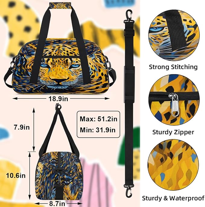 Travel Duffle Bag for travel duffle bag sports Girls Boys Kids Leopard Cool Cheetah Lightweight Overnight Sleepover Weekender Bags Small Dance Gym Sport Bag Teens Carry-On Size Workout Bag