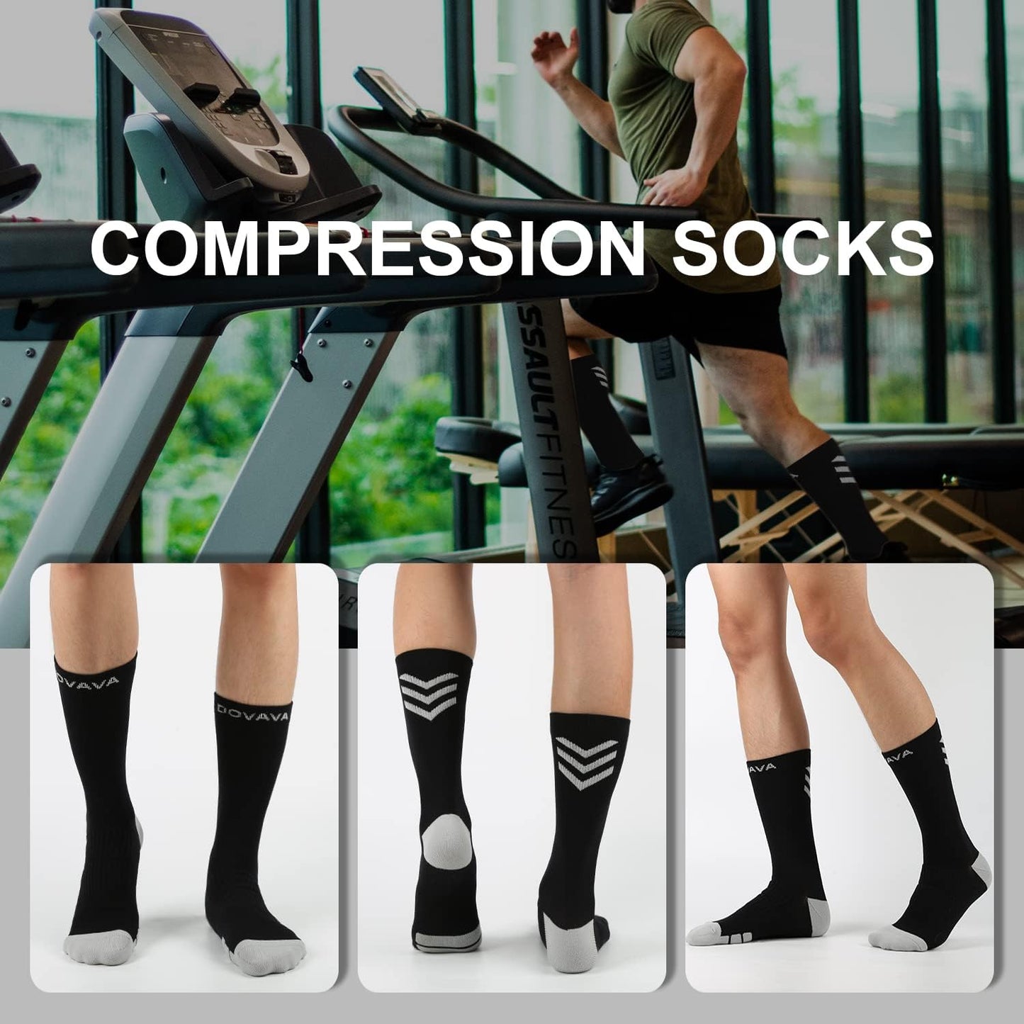 DOVAVA Dri-tech Compression Crew Socks (4/6 Pairs), Comfort Boost Circulation