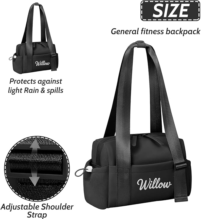 Personalized Mini Gym Bag for Women, Custom Embroidered Name Yoga Tote, Waterproof PU Fitness Duffle with Wet Compartment (black duffle bag)