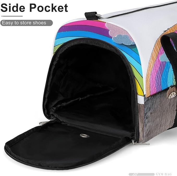 Small Rainbow Gym Bag Lightweight ，Travel Duffle Bag with Shoe Compartment，Gym Bag for Women for Overnight, Weekend, Yoga, Gym, Business Trips, Sport And Hospital.
