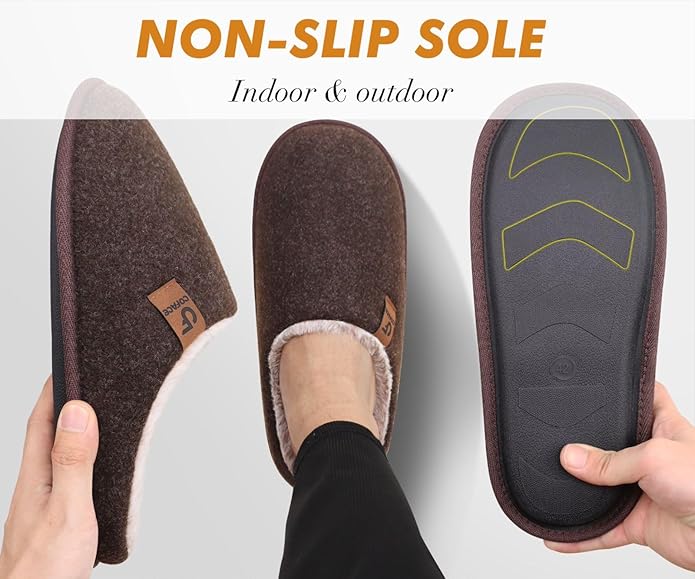 COFACE Mens Cozy Memory Foam Scuff Slippers Casual Slip On Warm House Shoes Indoor/Outdoor Sandal Slippers With Arch Support Rubber Sole Size 7-15