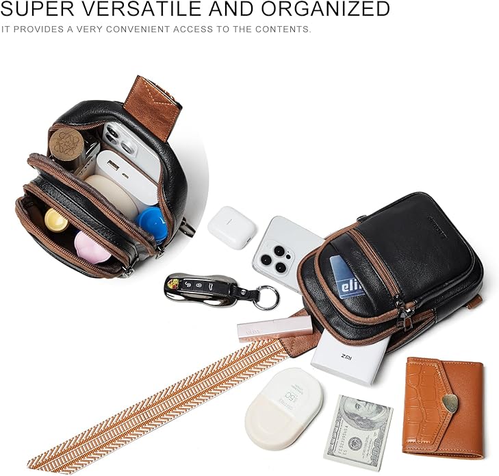 Sling Bag For Women Faux Leather Small Casual Daypack Backpack Fanny Pack Crossbody Chest Bags Purse