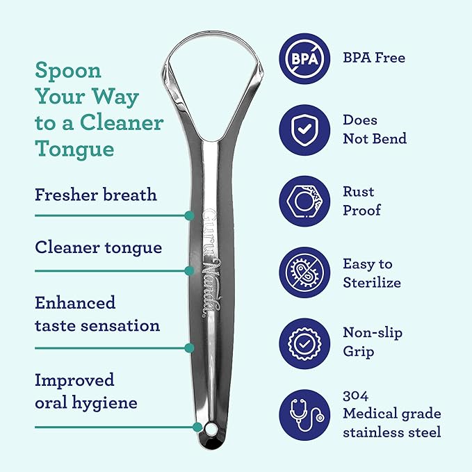 GuruNanda Travel-Friendly Oral Care Kit- 1 Butter on Gums Toothbrush, 1 Tongue Scraper, 4 Dual-Action Floss Picks, 1 Coconut & Mint Oil Pulling Sachet (Pack of 2)