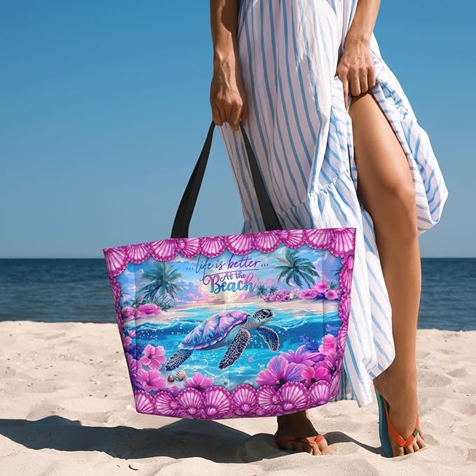 Extra Large Beach Bags For Women, Waterproof Beach Totes Bags For Women, Lightweight Foldable Pool Bag With Zipper